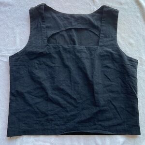 Medium Black crop top square neck top with zipper side